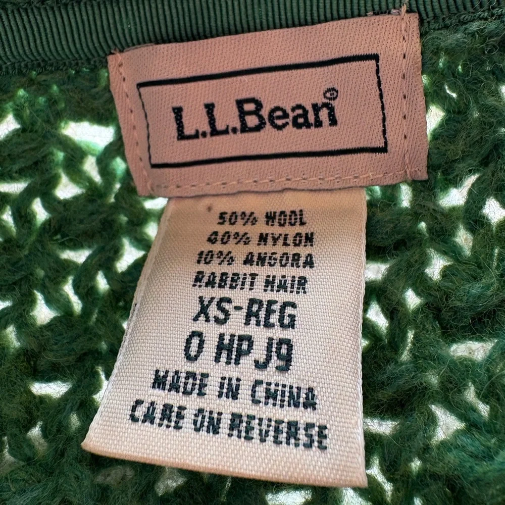 LL Bean Button Cardigan Sweater Size Small Green Angora Wool Popcorn Bobble Knit - Picture 3 of 3
